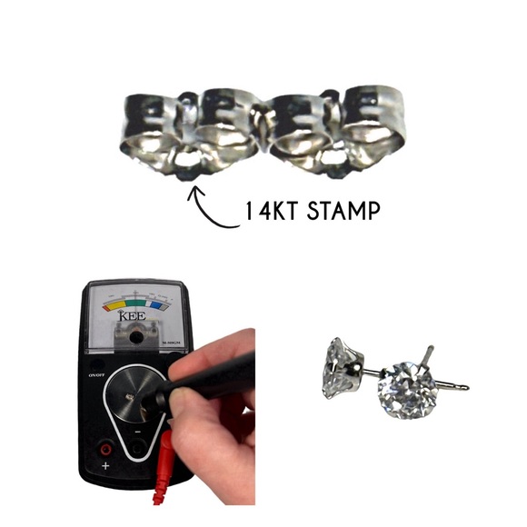 18KT SOLID WHITE GOLD RHODIUM HEART DANGLE EARRING ENHANCERS W/ FREE 14KT STUDS - Picture 7 of 13